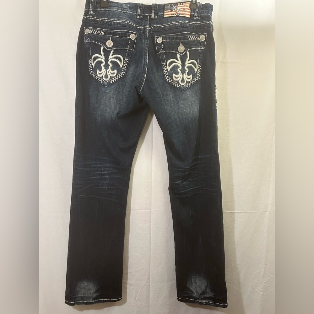 Laguna Beach Distressed Newport Dark Wash Straight Leg Jeans Size 36